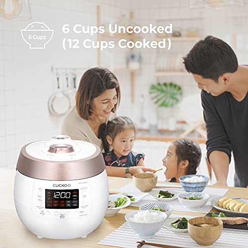  Uckoo CRP-RT0609FW 6 Cup Twin Pressure Plate Rice Cooker & Warmer With High Heat, GABA, Mixed, Scorched, Turbo, Porridge, Baby Food, Steam (Hi/NonPress.) And More, Made In Korea (White)