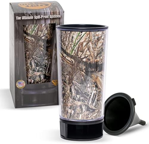  Ossy Oak Shadow Grass Blades By Spit Bud - The Ultimate Spittoon For Chew - Portable Dip & Snuff Cup With Lid, Pop Tab, Spill-Proof Funnel, Can Cutter & Holder - Fit In Cup Holders - Holds 8oz - Made In USA