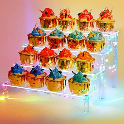  Display Shelf Cake Stand – 4 Tier Shelf Cake Pop Stand – Multifunctional And Durable Acrylic Stand – Mounting Hardware Included – Ideal For Desserts, Cosmetics, Glassware, Figurines