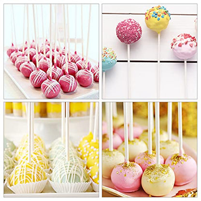  300 Pcs 6inch Lollipop Sticks, Cake Pop Lollipops, Chocolates And Cookies Bag Set Including 100 Parcel Bags, 100 Papery Treat Sticks, 100 Gold Twist Ties