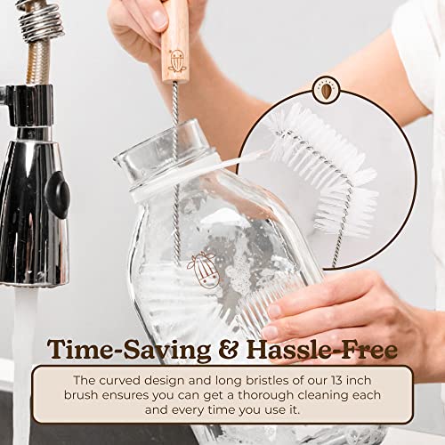 - Milk Jug Bottle Brushes For Cleaning, Premium Bottle Cleaner Brush With Angled Design For Milk Bottles, Multipurpose Cleaning Brushes For Household Use, 13-Inch Long Handle Scrub Brush