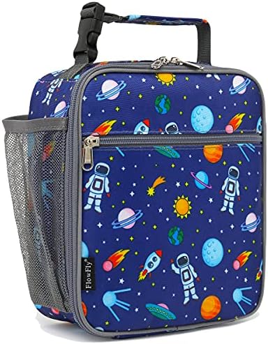  FlowFly Kids Lunch Box Insulated Soft Bag Mini Cooler Back To School Thermal Meal Tote Kit For Girls, Boys, Black