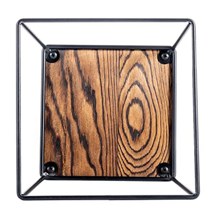  Burnt Wood & Black Metal Wire Square Retail Food Display Risers/Pizza Stands, Set Of 4