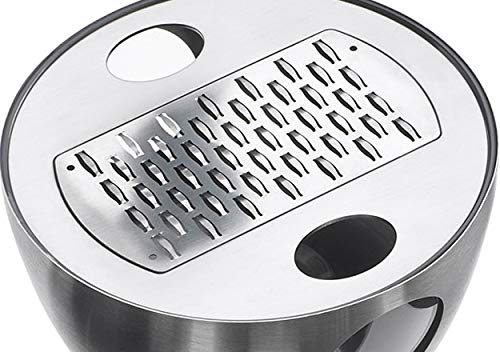 Lurch Germany Razortech Stainless Steel Parmesan & Cheese Grater With Detachable Airtight Storage Container With Lid | Ø 5.2 X 2.4 Inches / 13 X 6 Cm - Silver