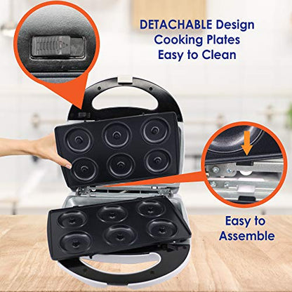  Mini-Donuts Maker, Mini-Pie And Quiche Maker, Taiyaki Maker – NEW 3 In 1 Three Slices Detachable Dessert Maker By StarBlue – White AC 110-120V 50/60Hz 700-800W