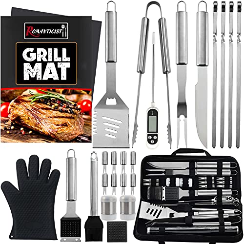  Omanticist Barbecue Tool Set With Storage Bag - Portable Grill Tool Kit - Professional BBQ Set For Outdoor Cooking And Camping Grill Accessories Sets