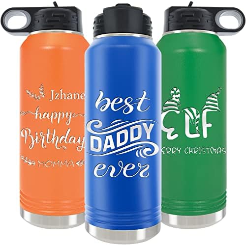  Nalized Water Bottle 40oz/32oz With Flip-Top Lid And Straw, Customized Vacuum Insulated Water Flask, Stainless Steel Sports Double Wall Thermos, Name/Text Engraved By IProductsUS (Teal)