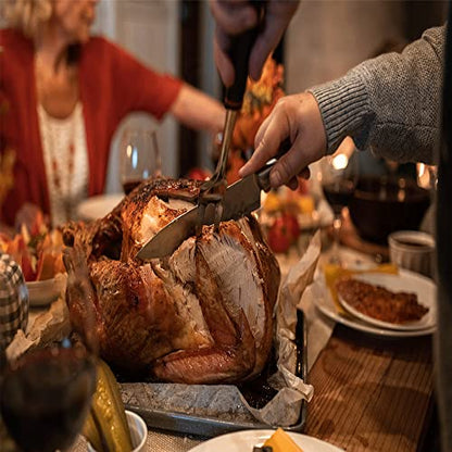  Hanksgiving Turkey & Roast Lifters, Stainless Steel Roaster Forks, Transfer Chicken Or Ham Poultry Lifters Easily, Four Needle Meat Fork, Set Of 2