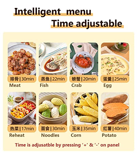  MJWDP Food Steamer 10 Hours Reservation Food Warmer Reheat Automatic Insulation Washable Base Steam Pot Cookware (Color : Gray)