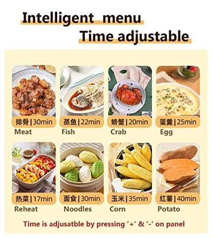  MJWDP Food Steamer 10 Hours Reservation Food Warmer Reheat Automatic Insulation Washable Base Steam Pot Cookware (Color : Gray)