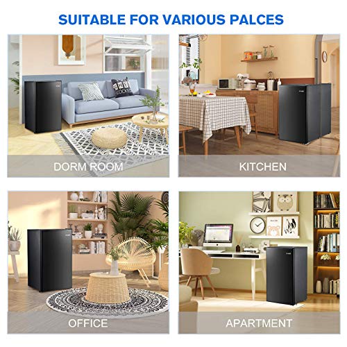  Compact Refrigerator Energy Star Single Door Fridge Mini Fridge With Freezer, 3.2 Cu.Ft ，Portable Reversible Refrigerator，Super Quiet, Small Refrigerator For Dorm, Bedroom