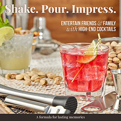  Bartender Kit - 15 Piece Set Including Cocktail Shaker And Bar Accessories, Perfect For Drink Mixing At Home, Plus Exclusive Recipe Cards