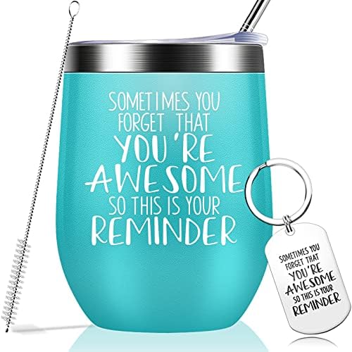  Sometimes You Forget That You Are Awesome - Thank You Gifts, Funny Birthday Cup Inspirational Gifts For Women, Men, Coworker, Friends - Vacuum Insulated Tumbler With Keychain Glitter 12oz