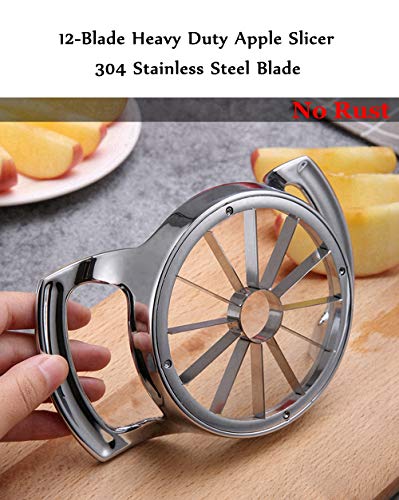  Pple Slicer And Corer, Heavy Duty Stainless Steel Ultra-Sharp Apple Divider Wedger, 12-Blade Corer For Up To 3.5 Inches Fruit Slice