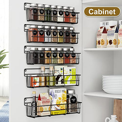 Mystozer 5 Pack Spice Rack Seasoning Organizer Wall Mount, Hanging Spice Organizer Shelf For Kitchen Cabinet, Wall, Pantry Door (Jars Are Not Included)