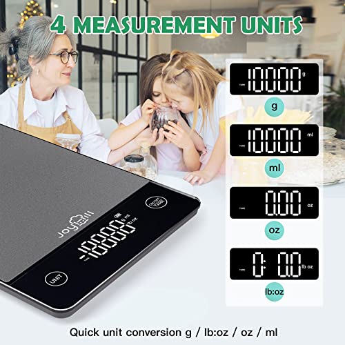  Food Scale, 22lb Digital Kitchen Scale Food Ounces And Grams For Weight Loss, Baking And Cooking, Premium Stainless Steel Food Weight Scale With LED Display, Batteries Included, Black