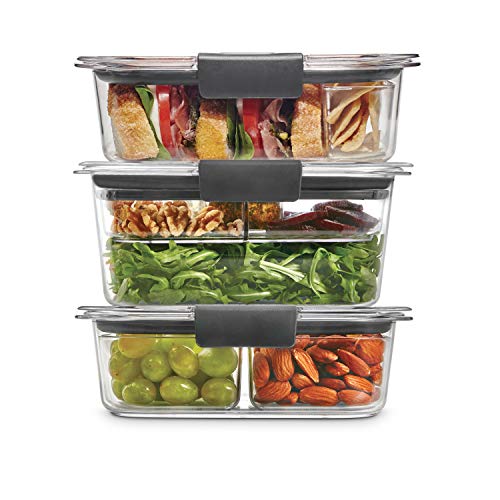  Rubbermaid Brilliance Storage 44-Piece Plastic Lids | BPA Free & Leak-Proof Brilliance Food Storage 12-Piece Plastic Containers With Lids | Bento Box Style Sandwich And Salad Lunch Kit, Clear