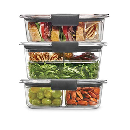  Rubbermaid Brilliance Storage 44-Piece Plastic Lids | BPA Free & Leak-Proof Brilliance Food Storage 12-Piece Plastic Containers With Lids | Bento Box Style Sandwich And Salad Lunch Kit, Clear