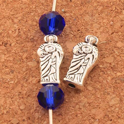  56PCS Calvas St Jude Medal Small Hole Beads Catholic Patron Saint Medal Tubes 12.6x6mm Antique Silver Spacers L1827