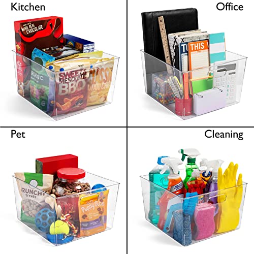  Clear Plastic Storage Bins – XL 4 Pack Perfect Kitchen Organization Or Pantry Storage – Fridge Organizer, Pantry Organization And Storage Bins, Cabinet Organizers