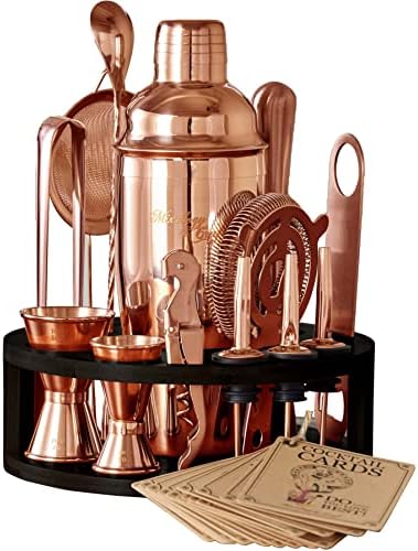  Bartender Kit - 15 Piece Set Including Cocktail Shaker And Bar Accessories, Perfect For Drink Mixing At Home, Plus Exclusive Recipe Cards