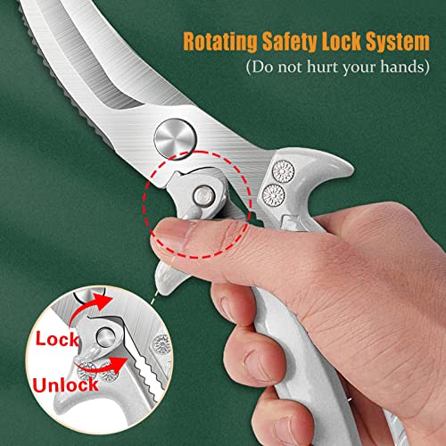  Kitchen Scissors,Upgrade Heavy Duty Stainless Steel Kitchen Scissors With Serrated Edge, Ultra Sharp Professional Poultry Shears For Chicken, Meat, Fish, Turkey,Vegetables,BBQ Scissors