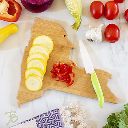  Destination New York State Shaped Serving And Cutting Board, Includes Hang Tie For Wall Display