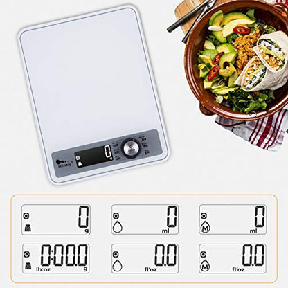  Digital Food Scale, Kitchen Scale For Cooking, Baking, And Weight Loss, 1g/0.03oz Precise Graduation, Tempered Glass （White）