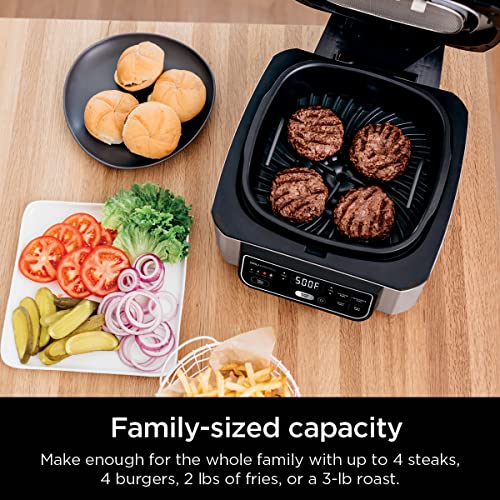 Ninja AG301 Foodi 5-in-1 Indoor Grill With Air Fry, Roast, Bake & Dehydrate, Black/Silver