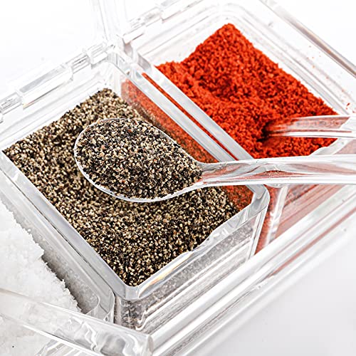  Clear Seasoning Rack Spice Pots - 4 Piece Storage Container Condiment Jars - Acrylic Seasoning Box, Cruet With Cover And Spoon