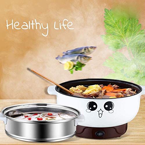  4-in-1 Electric Skillet Non-Stick Multifunctional Small Electric Grill Pot & Skillet Cooker For Cooking Rice Hotpot Simmer Steamed Eggs Frying - Diameter 8-inch, 2.3L Capacity, With Steam Grid