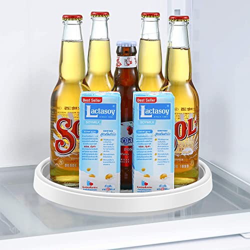  Retireno Lazy Susan Turntable 2 Pack , Non-Skid Lazy Susan Organizer 10 Inch For Cabinet, Pantry, Kitchen, Countertop, Vanity Display Stand White/Gray
