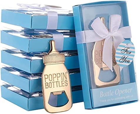  24 Pack Bottle Openers For Baby Shower Favors Gifts, Bridal Baby Shower Decorations Souvenirs, Poppin Bottle Openers With Exquisite Gifts Box Used For Baby Shower Party Favor(New White)