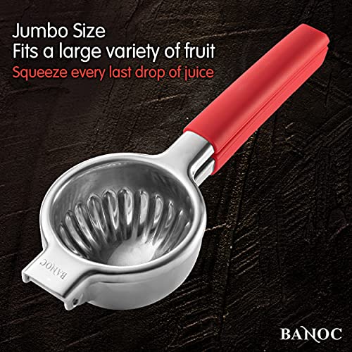  Ed Citrus Press - Stainless Steel Manual Press Heavy Duty Lime , Lemon & Citrus Squeezer – Extra-Large Lime Press For Lemons And Oranges - Gift Of Lemon Zest Grater Included (Red)