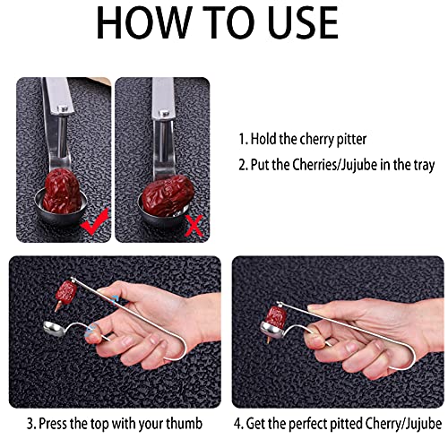  2PCS Cherry Pitter Tools, Cherry Seed Core Remover Olives Pitter Tool, Stainless Steel Cherries Corer, Great For Cherry, Jujube, Red Date, Hawthorn Or More