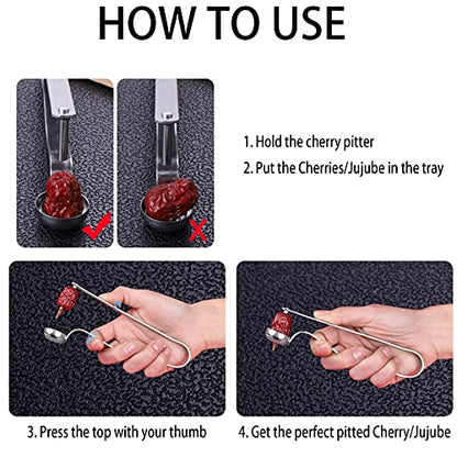  2PCS Cherry Pitter Tools, Cherry Seed Core Remover Olives Pitter Tool, Stainless Steel Cherries Corer, Great For Cherry, Jujube, Red Date, Hawthorn Or More