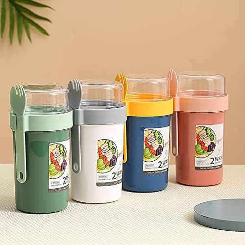  4 Pack Overnight Oats Containers With Lids And Spoon Keep Fit Salad Meal Shaker Cup, Breakfast On The Go Cups Portable Fruit And Vegetable Salad Cups Container