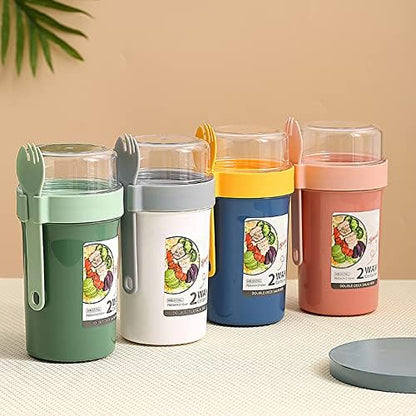  4 Pack Overnight Oats Containers With Lids And Spoon Keep Fit Salad Meal Shaker Cup, Breakfast On The Go Cups Portable Fruit And Vegetable Salad Cups Container