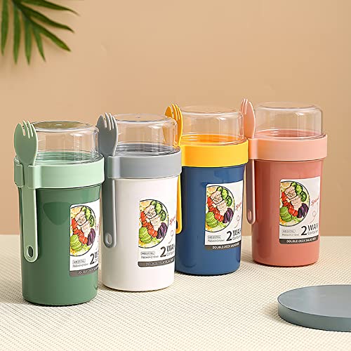  4 Pack Overnight Oats Containers With Lids And Spoon Keep Fit Salad Meal Shaker Cup, Breakfast On The Go Cups Portable Fruit And Vegetable Salad Cups Container