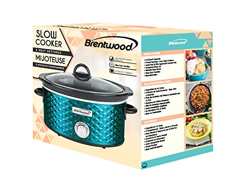  SC-140BL Slow Cooker Scallop Pattern, 4.5 Quart, Blue