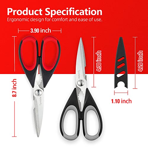  Kitchen Scissors,kitchen Shears Heavy Duty Dishwasher Safe,Stainless Steel Sharp Utility Food Cooking Scissors Multipurpose With Cover Cutting Meat, Poultry, Vegetables, Fish,2 Pack