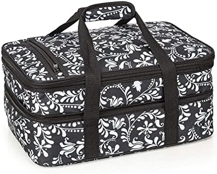  Double Casserole Insulated Travel Carry Bag (Garden Party) For Trip, Birthday Party, Mother's Day, Holiday, Christmas Day, Grocery Store, Supermarket, Outdoor Picnic Etc
