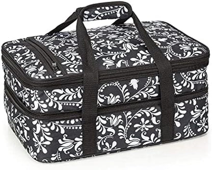  Double Casserole Insulated Travel Carry Bag (Garden Party) For Trip, Birthday Party, Mother's Day, Holiday, Christmas Day, Grocery Store, Supermarket, Outdoor Picnic Etc