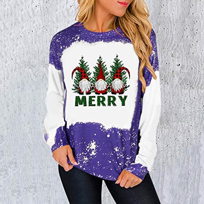  Womens Causal Loose Crewneck Fall Fashion Christmas Print Long Sleeve Sweatshirts Loose Tops Pullover Top Streetwear