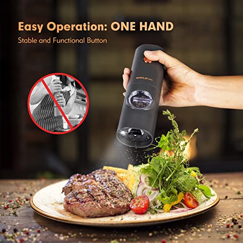  Electric Salt And Pepper Grinder Set, One-Handed, Battery Powered, Adjustable Coarseness, LED Light, Pepper Mills With Stand, Seasoning Tools For Kitchen, Dining Or Gifting