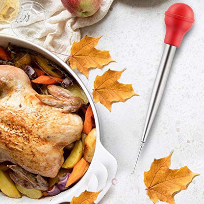  Turkey Baster Syringe For Cooking, Baster Syringe For Thanksgiving, Stainless Steel Turkey Baster With Needles And Cleaning Brush