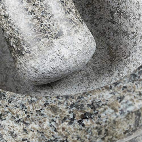  Pestle, Robust, Durable Mortar, Real, Grey Granit Mortar & Pestle, 17 Cm Diameter, Robust & Durable, Herb Grinder, Polished Stone, 19 X 17 X 14 Cm