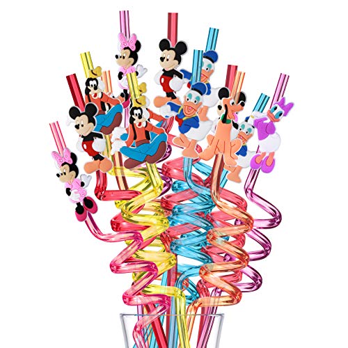  24 Mouse Straws With 2 Cleaning Brush 6 Designs Great For Mickey Theme Birthday Minnie Party Favors And Party Supplies