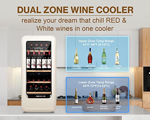  Retro Wine Cooler Refrigerator Off-White And Wine Bottle Opener Set