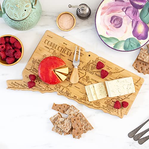  Destination Connecticut State Shaped Serving And Cutting Board, Includes Hang Tie For Wall Display